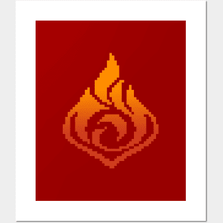 Pyro Elements Genshin Impact Pixel Art Posters and Art